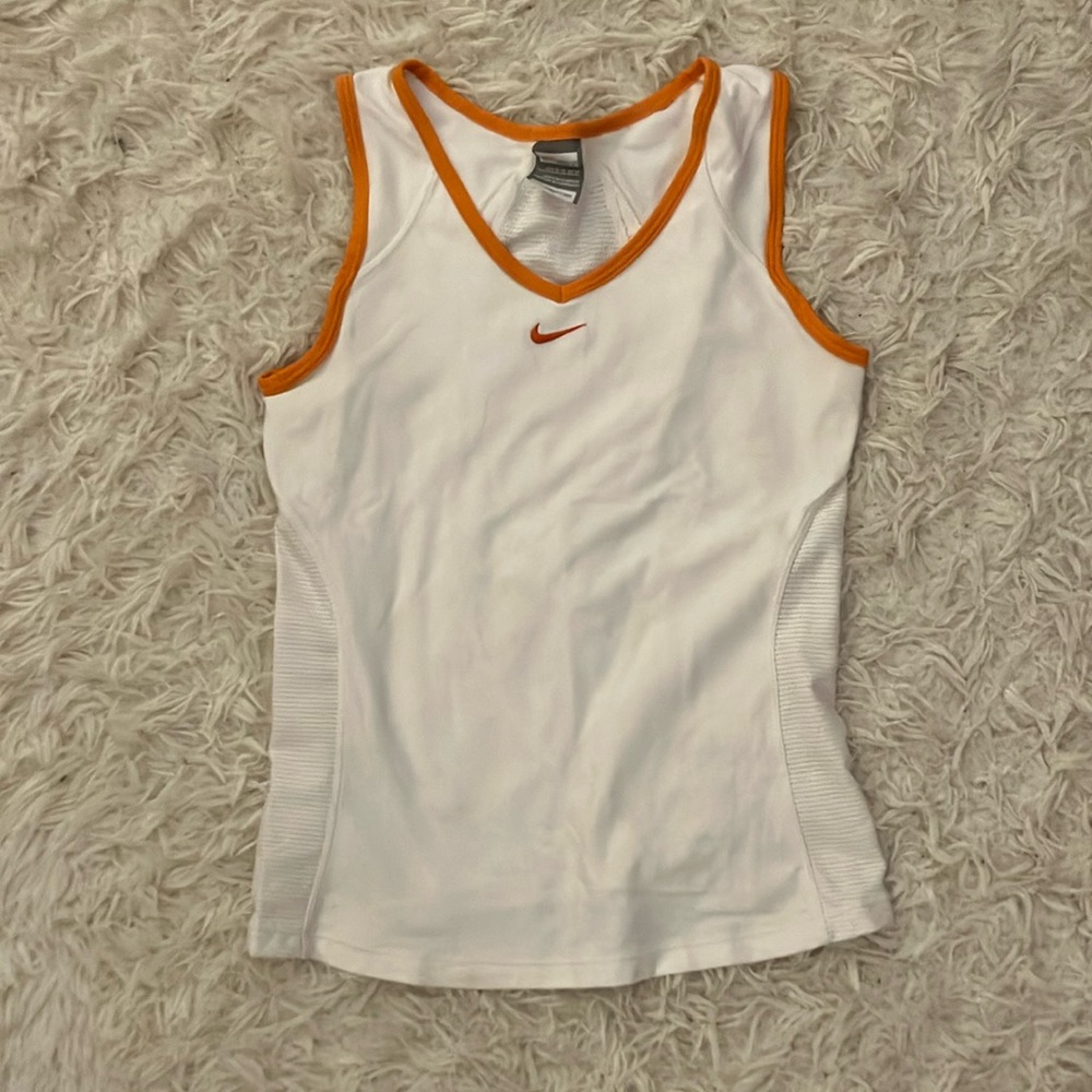 Nike XS White and Orange Athletic Sleeveless tanktop
